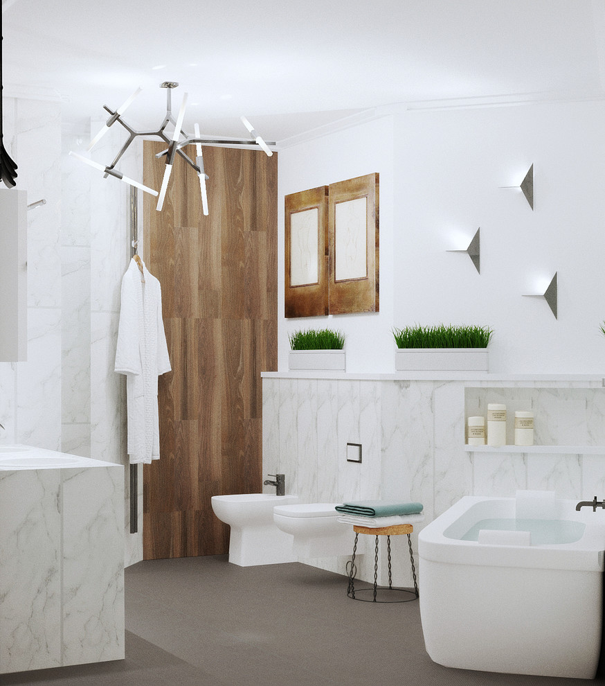 Санузел большой, вид на ванную