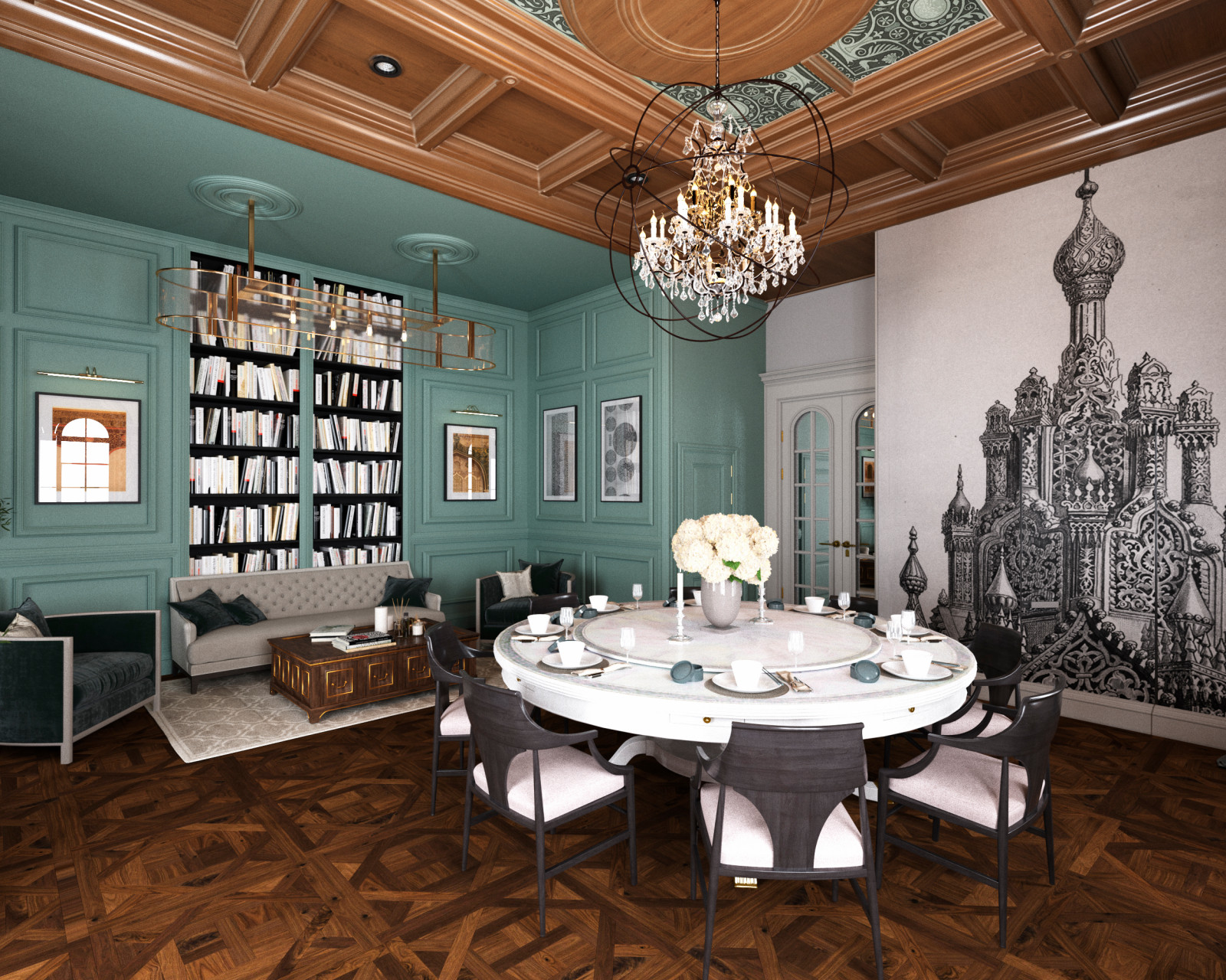 Обеденный зал в псевдорусском стиле