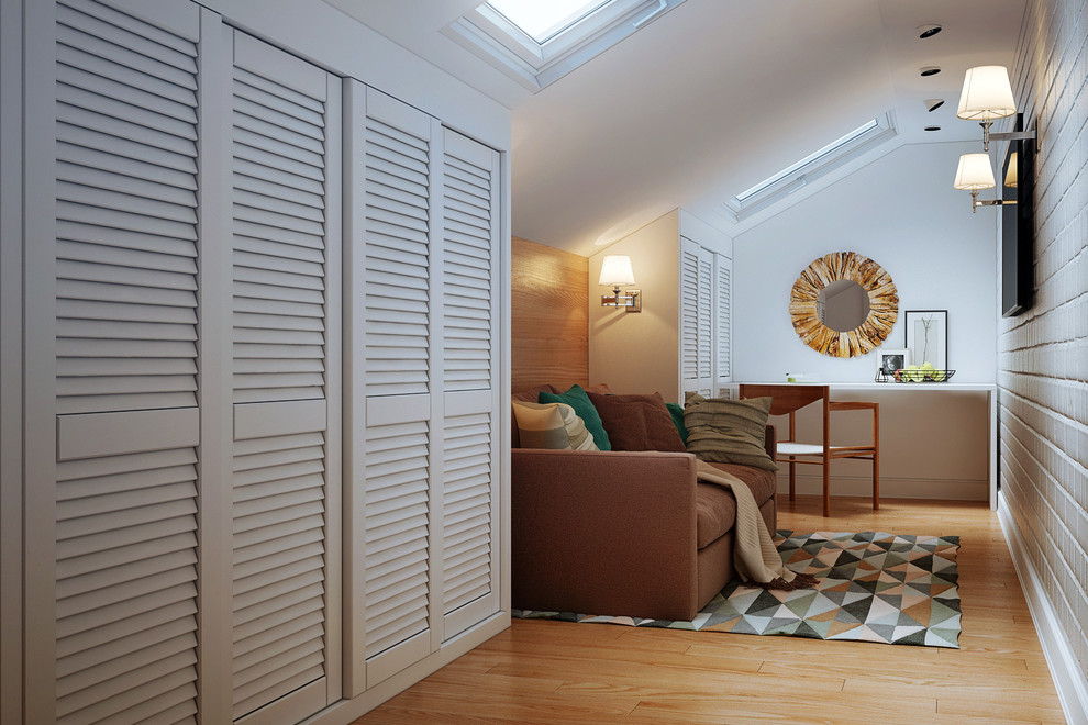 Светлый мансардный интерьер.Салтыковка