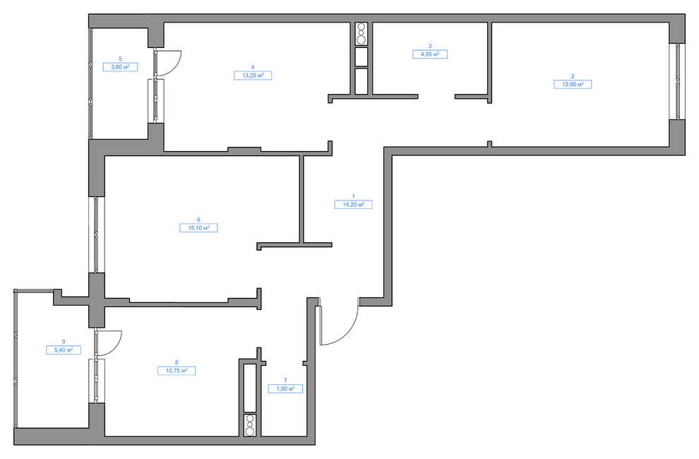 Планировка 3х комнатной квартиры ЖК "Гринада"
