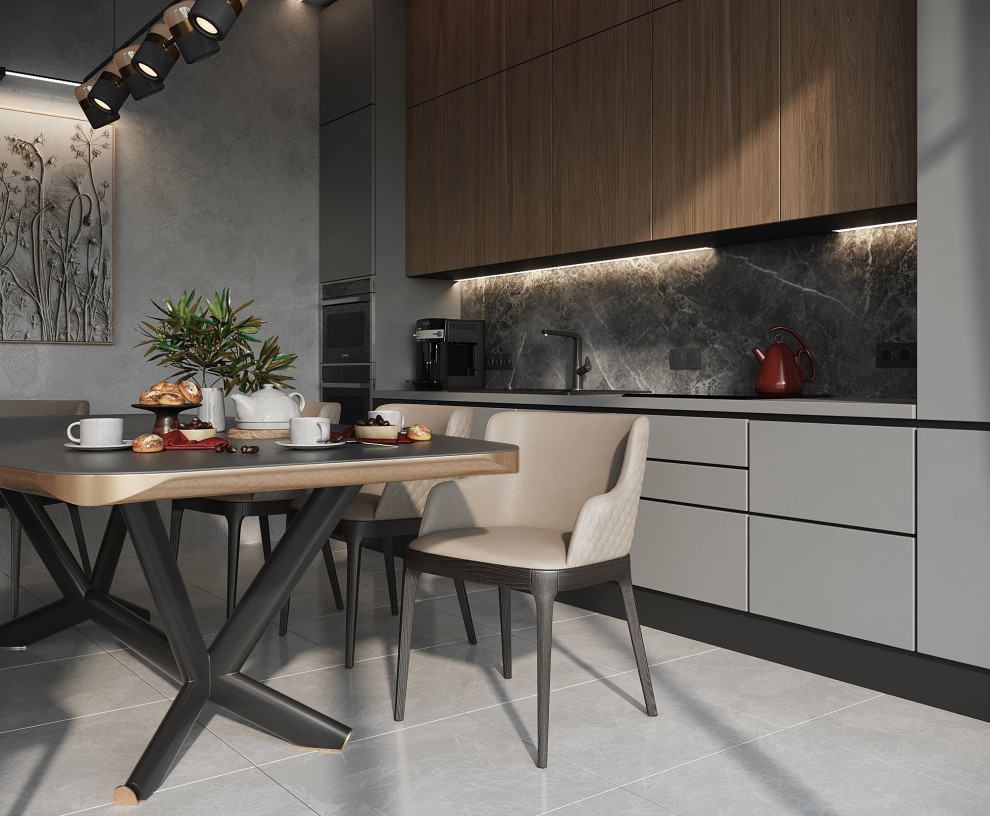 Санкт - Петербург. Одноэтажный частный дом 203 м2.Обеденная зона.