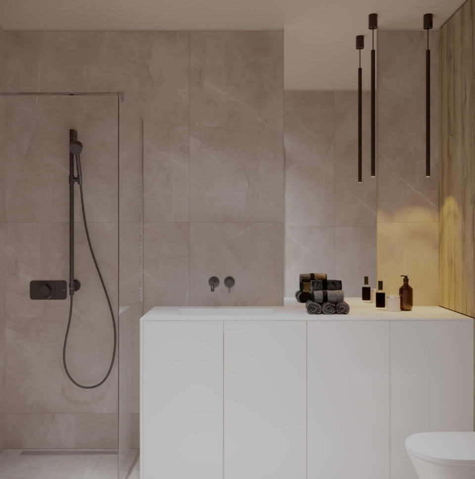 Ванная 1 в загородном доме в деревне