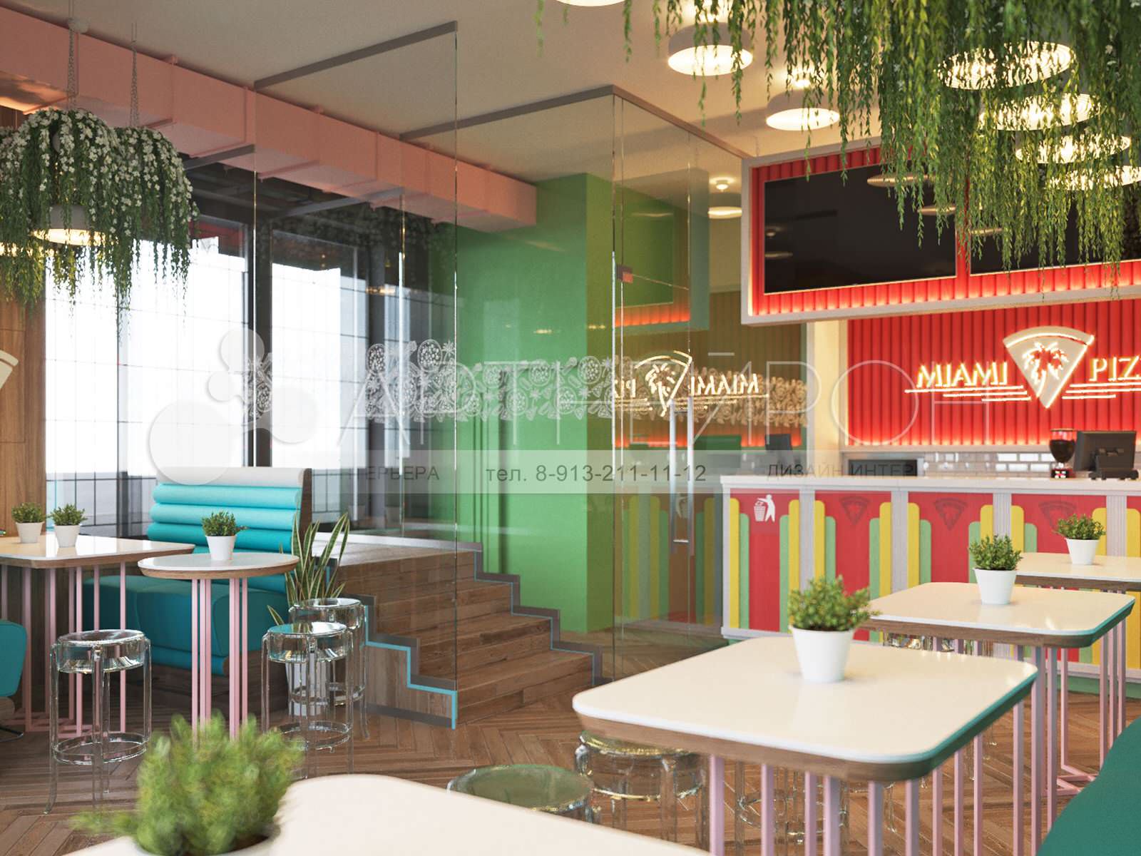 Дизайн интерьера пиццерии в Новосибирске