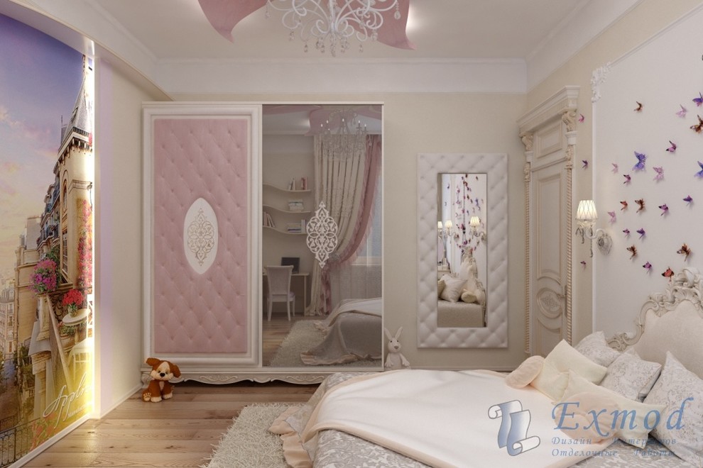 Дизайн детской с цветком и бабочками