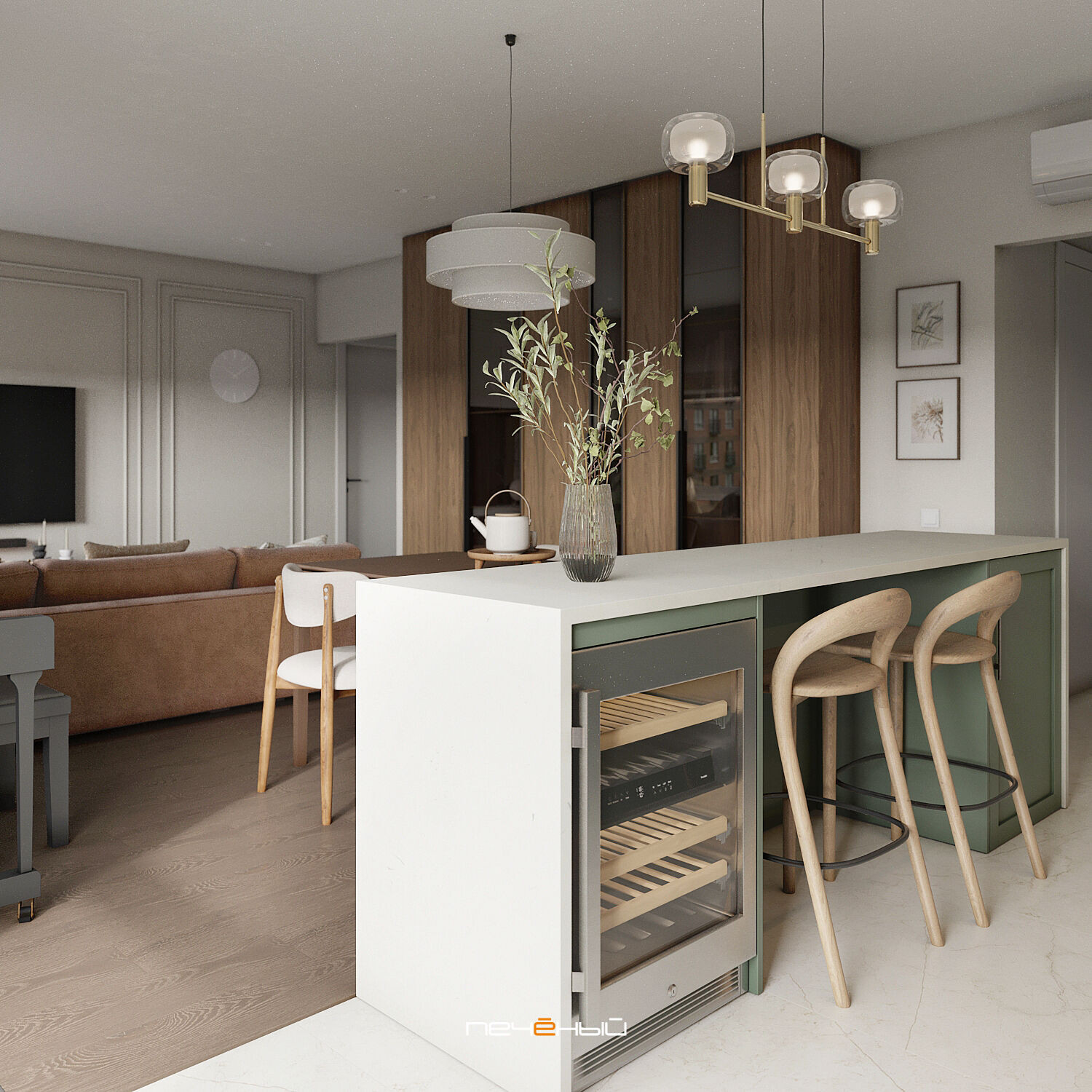 2025 Дизайн 4-комн. квартиры 112 м² в современном стиле, Москва, ЖК Барклая  6