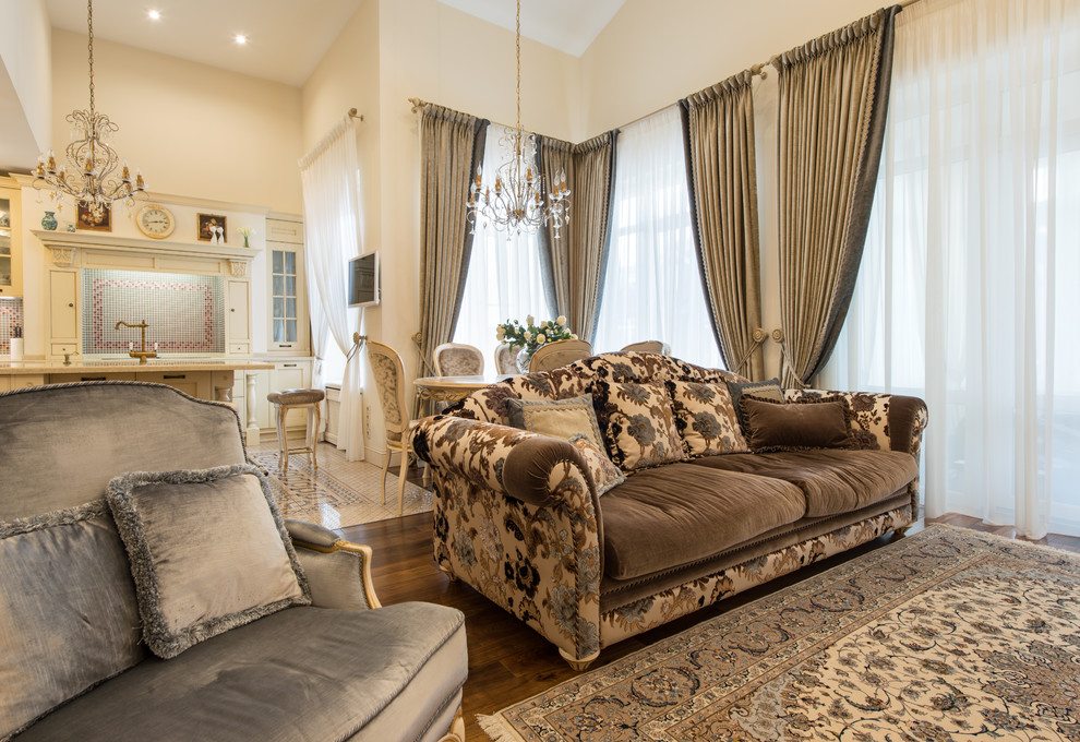 Вид на кухню из зоны гостиной