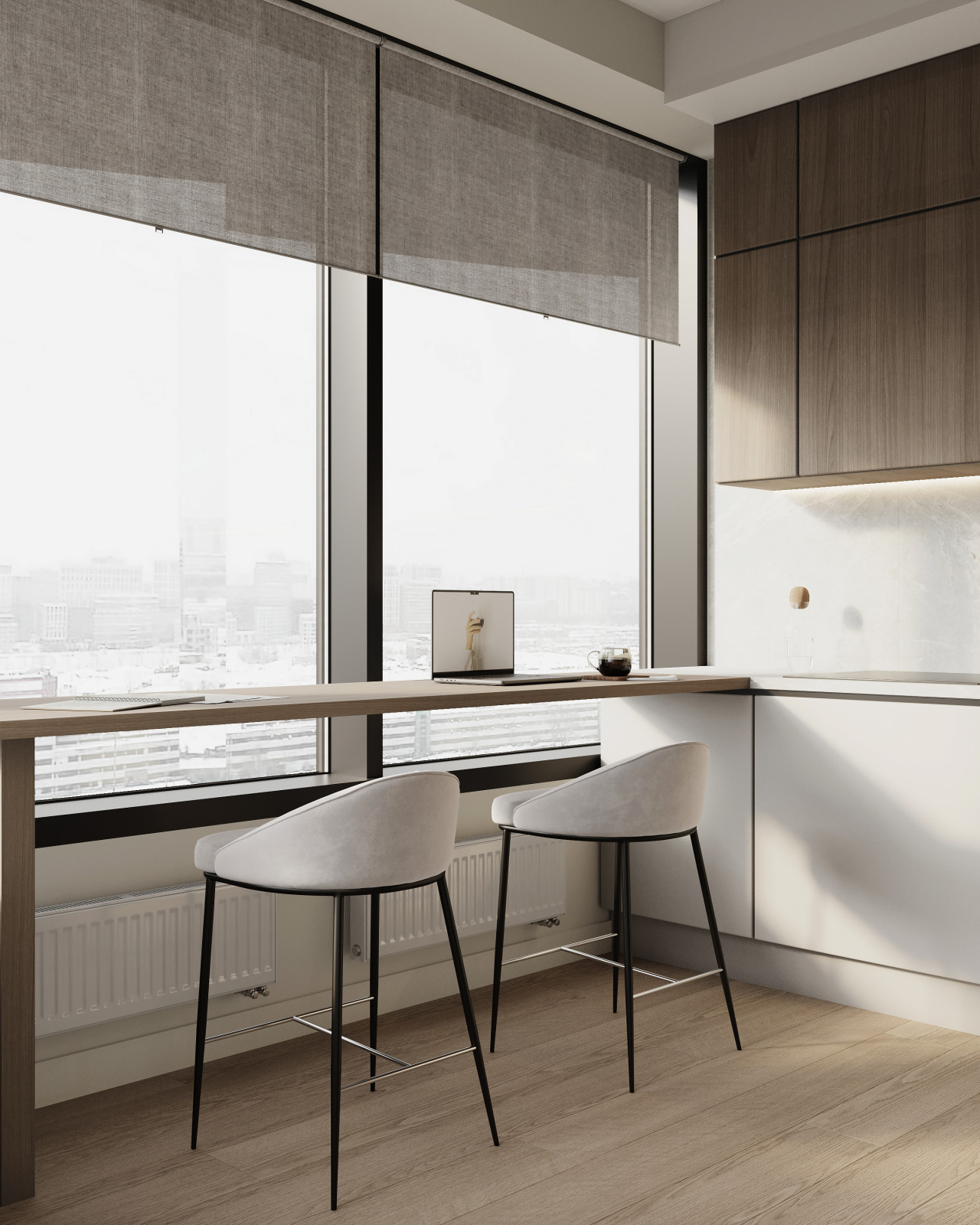 Современный интерьер для активной пары в квартире 85 м² в Москве