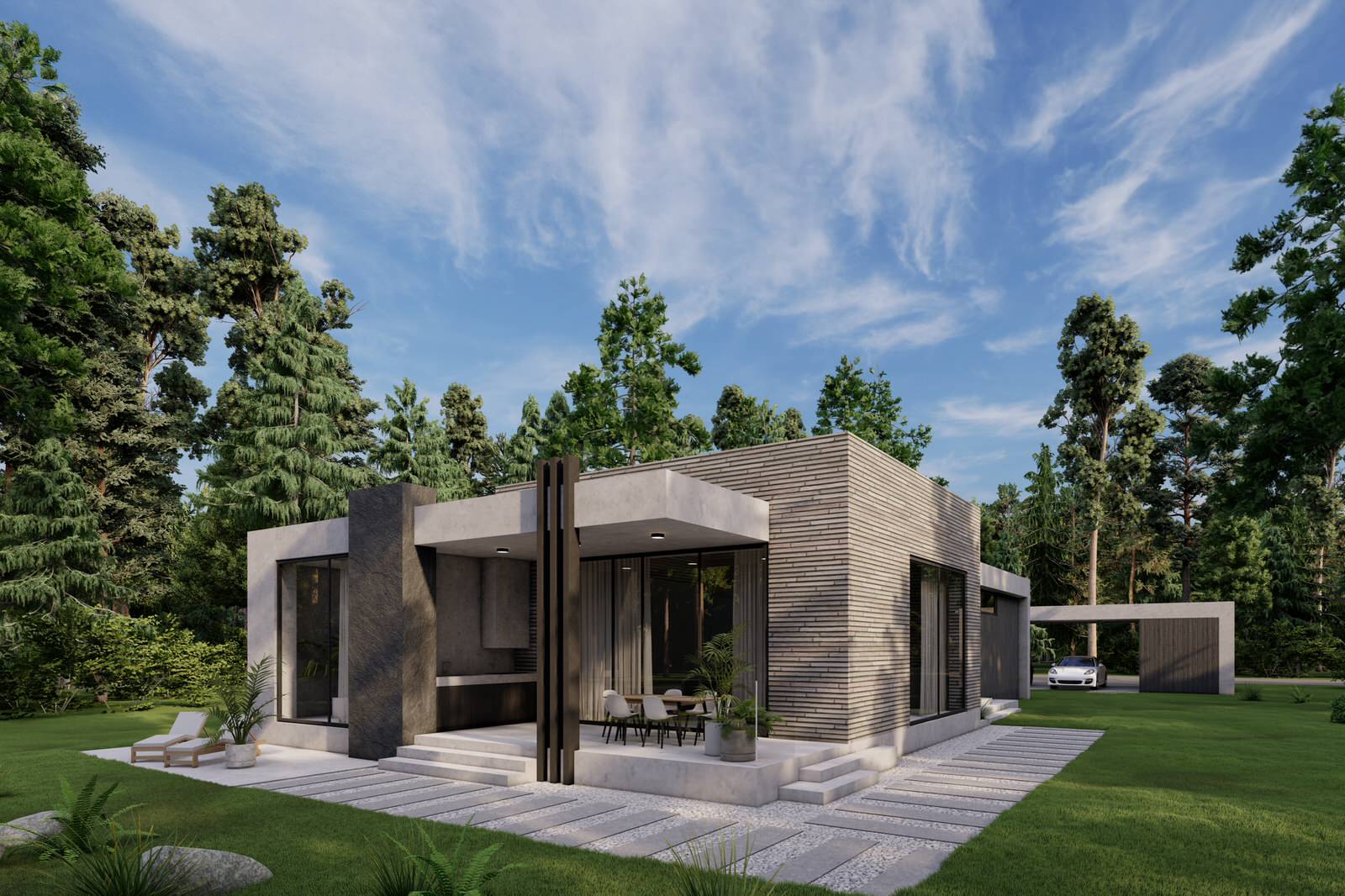 Обложка проекта: Дом в стиле минимализм 150 м.кв.