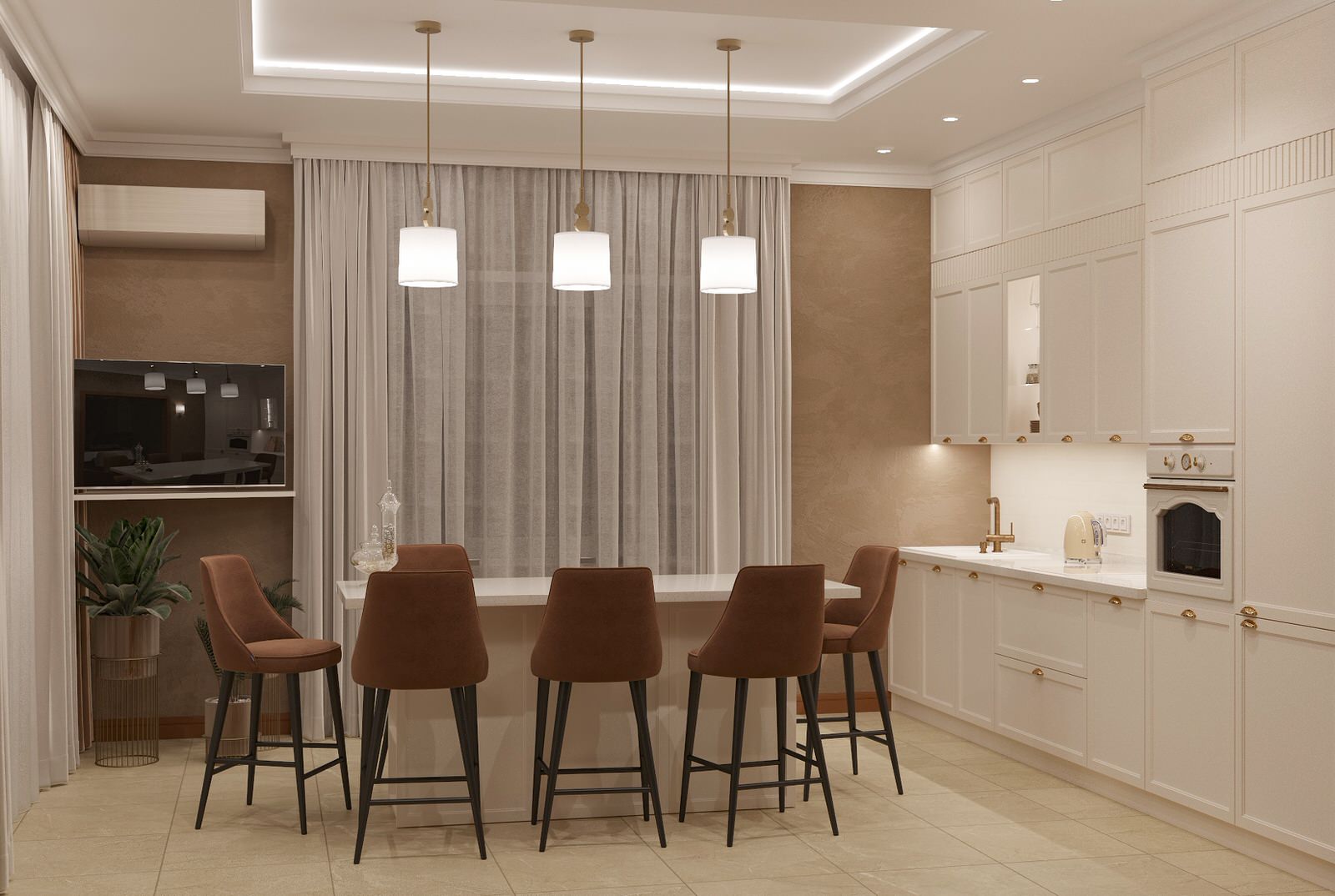 Интерьер гостиной загородного дома