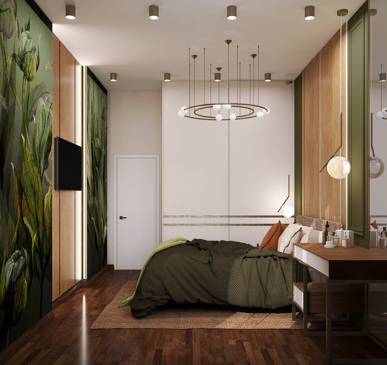 Оформление стен спальни