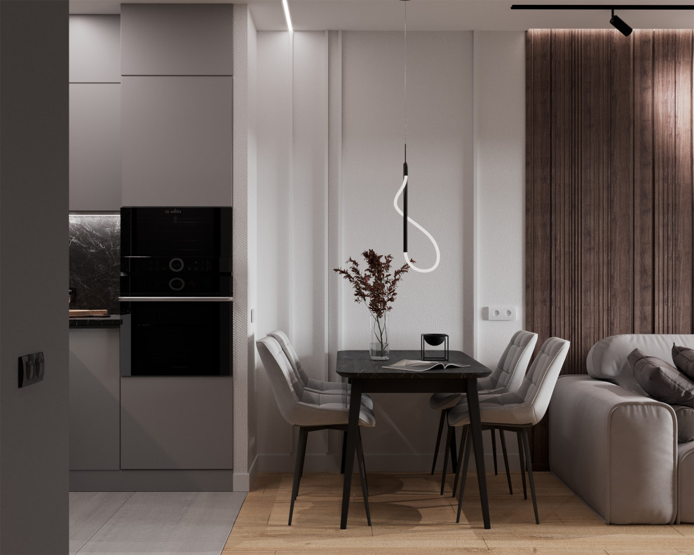 Евро однокомнатная квартира в монохромной гамме  в ЖК Московские кварталы