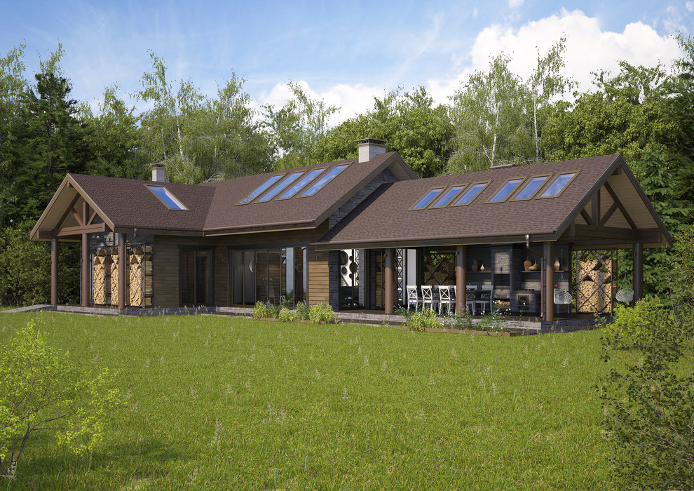 Обложка проекта: Гостевой дом с камином ,террасой,мангалом и мастерской в д. Лыткино