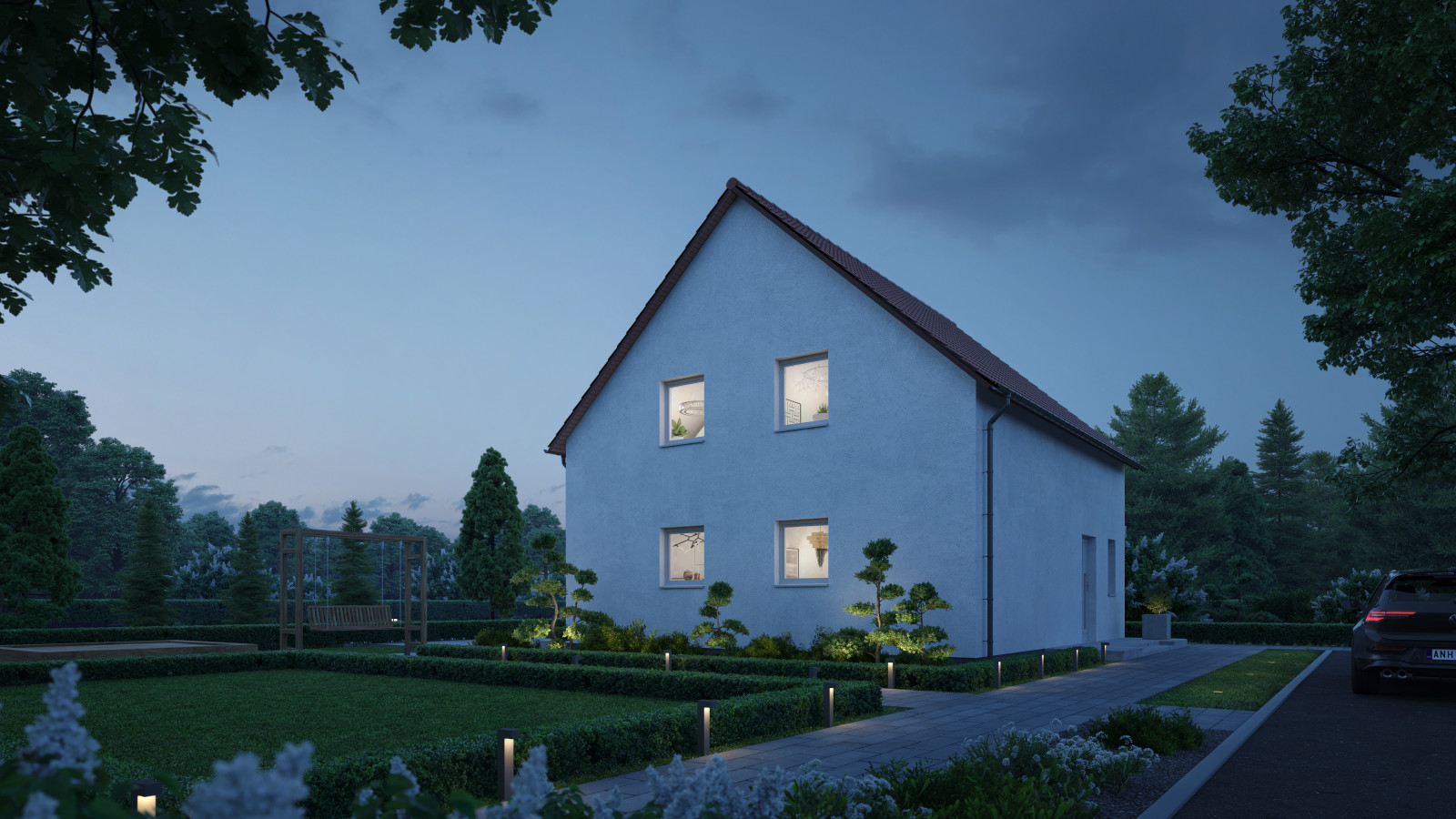 Beispiele architektonischer Renderings eines  Hauses