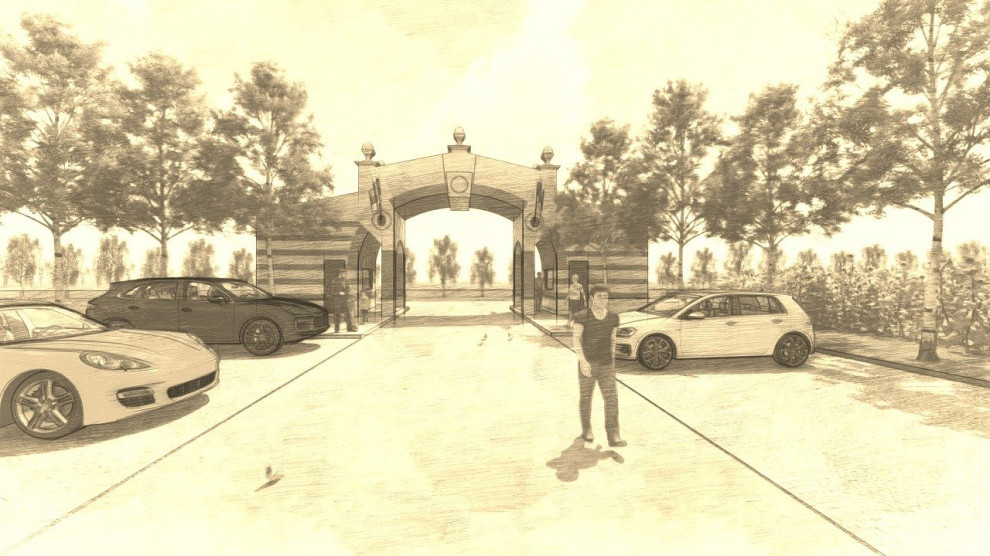 Entrance in small hotel complex