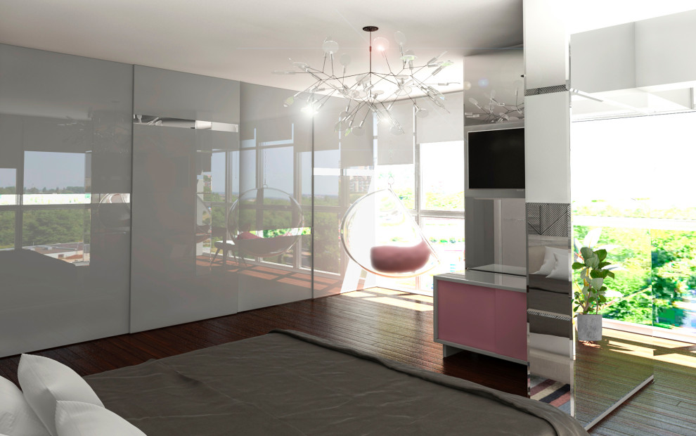 Спальня с подвесным креслом