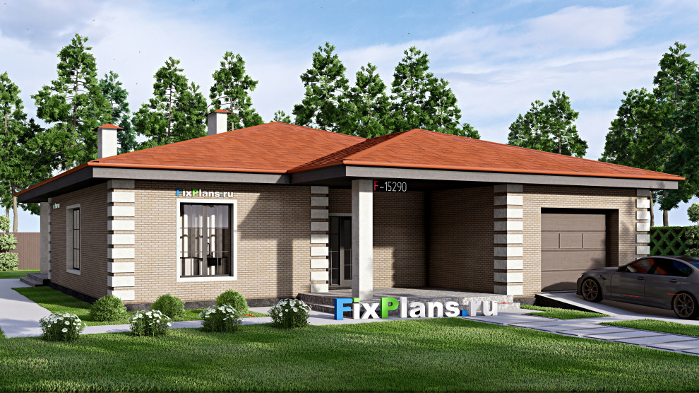 Проект одноэтажного дома 15х19м S200м2 F-15290