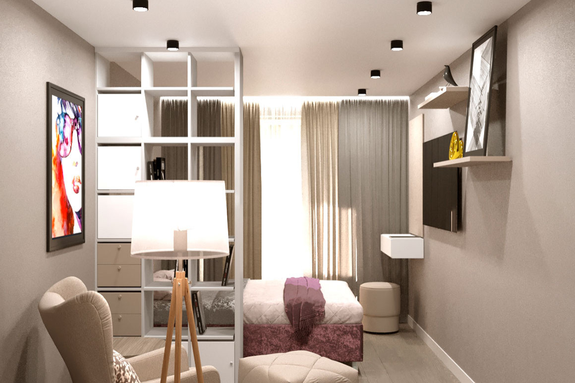 Дизайн проект однокомнатной квартиры для самостоятельной молодой девушки