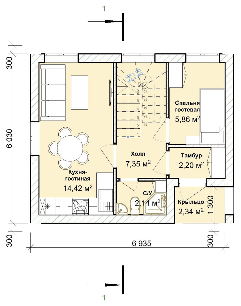 Двухэтажный дачный дом 6*7 105 квадратных метров из газобетона под ключ