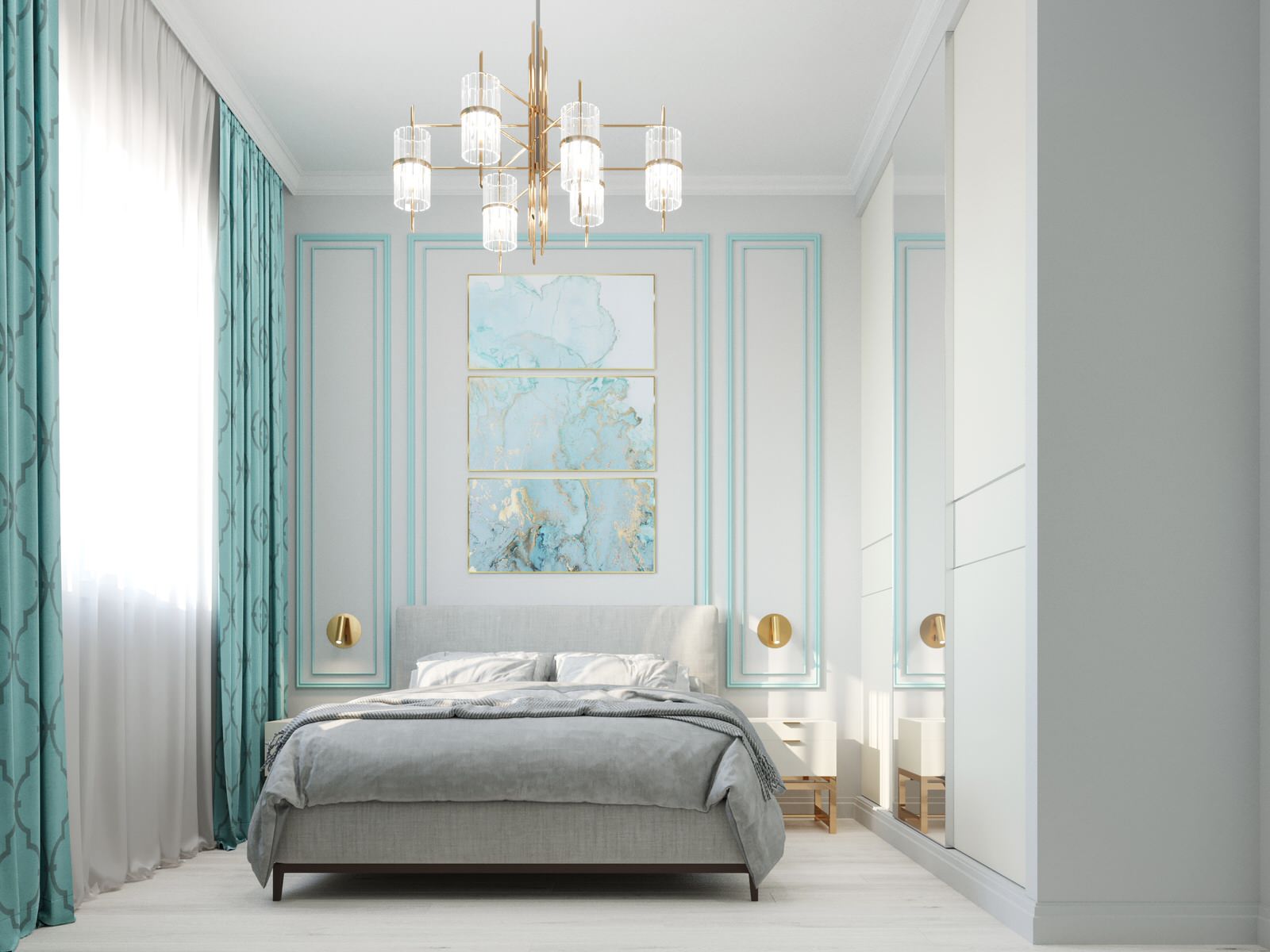 Обложка проекта: Спальня в цвете "Тиффани"