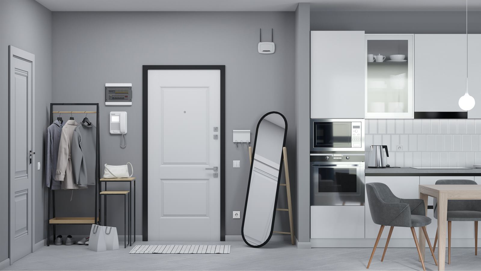 Скандинавский стиль в сером исполнение