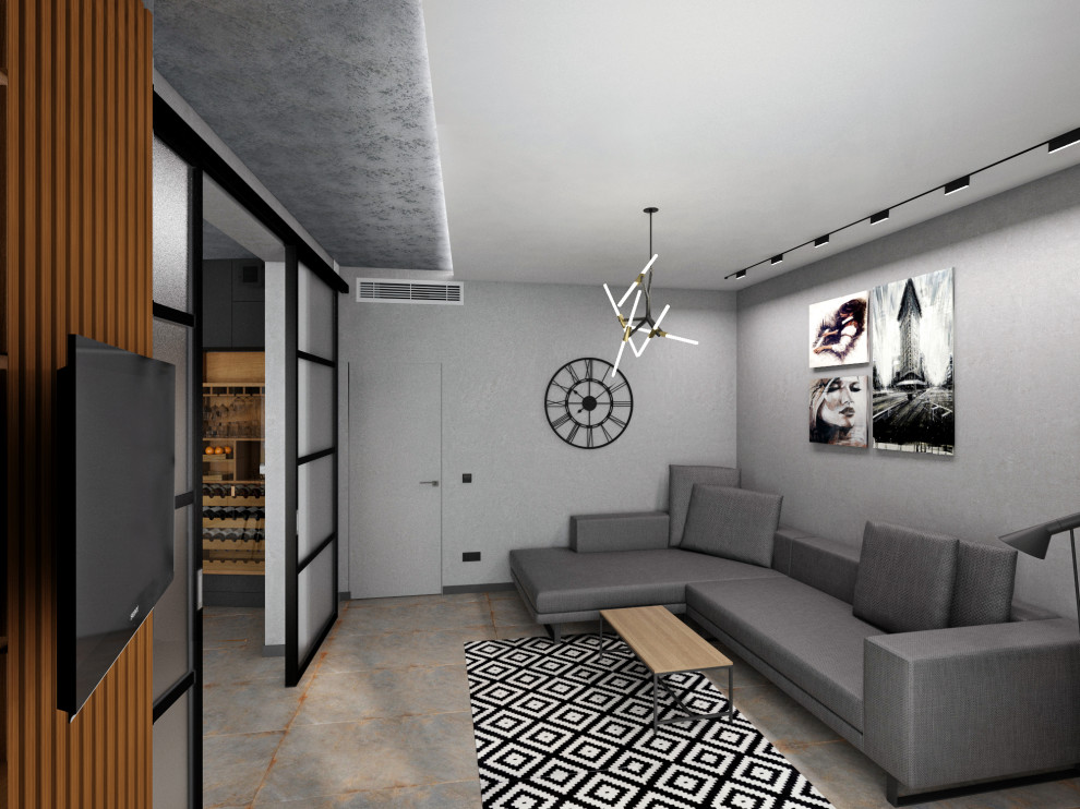 Дизайн-проект гостиной в стиле ЛОФТ