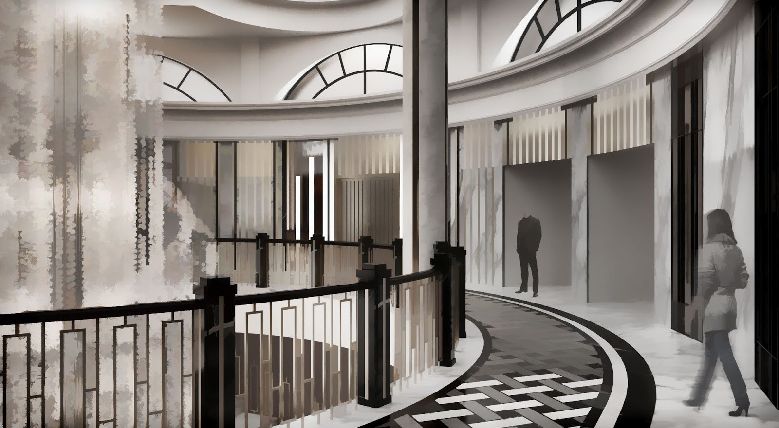Visualizations of ground floor of Moscow Marriott Tverskaya Hotel