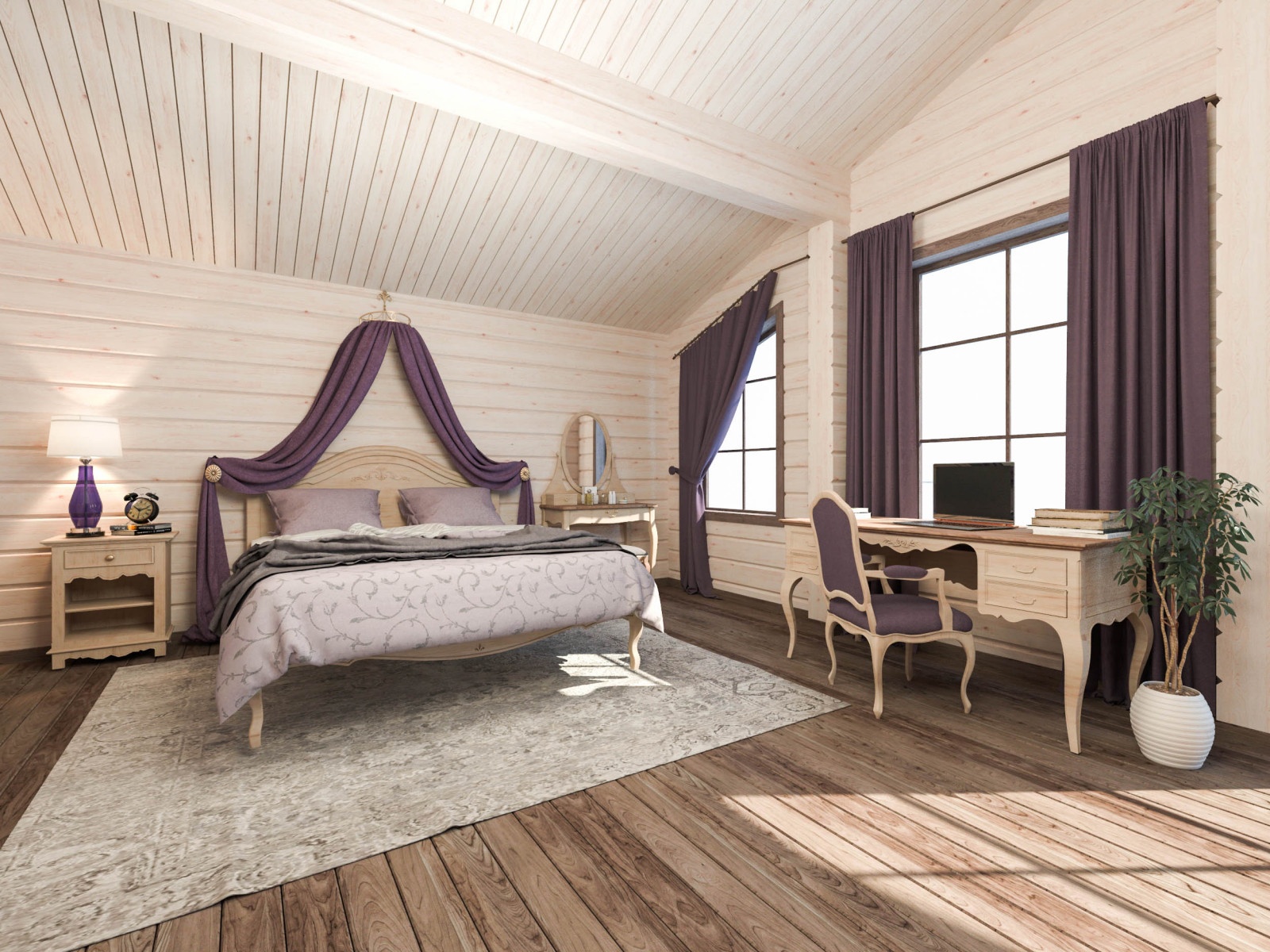 Дом в срубе. Спальня жены