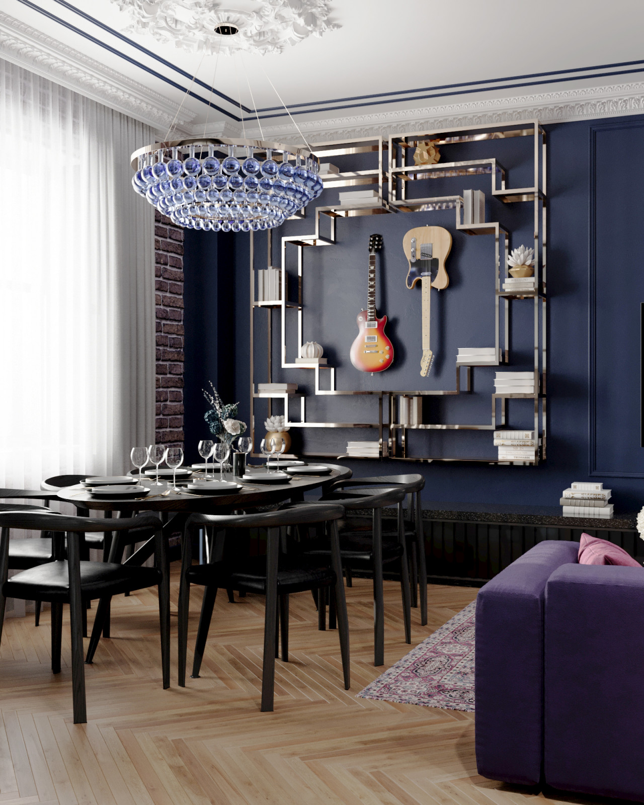 Гостиная в темных тонах