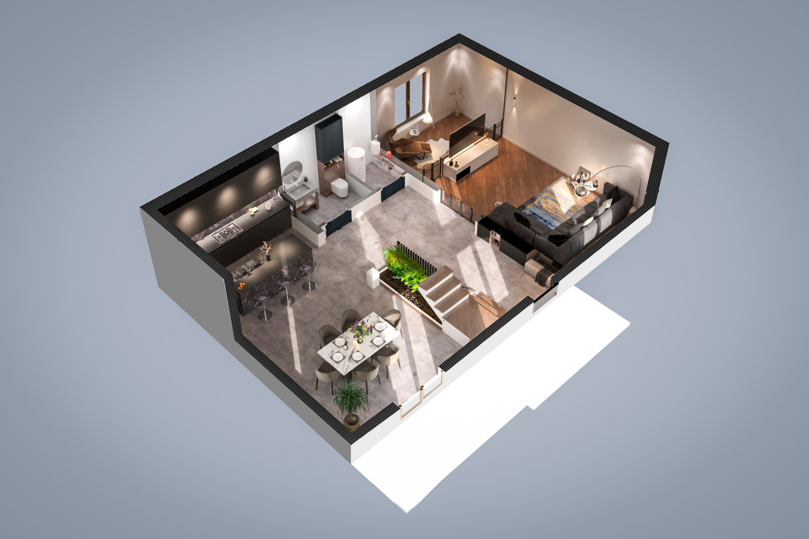 Разработка визуальной концепции шоурума (167 м2) для застройщика в г. Уфа