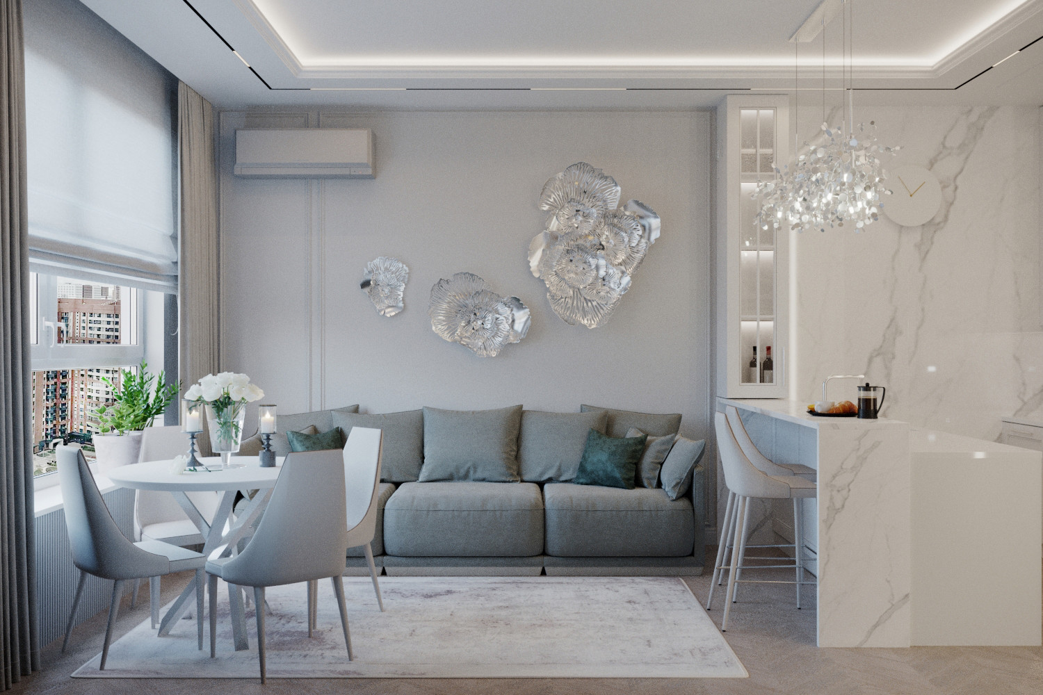 Дизайн проект квартиры в стиле легкая классика ЖК Сердце столицы