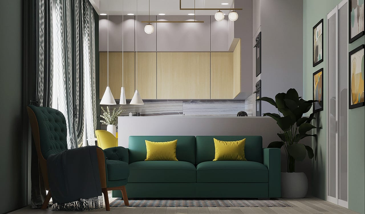 ЖК "Черное море" кухня гостиная