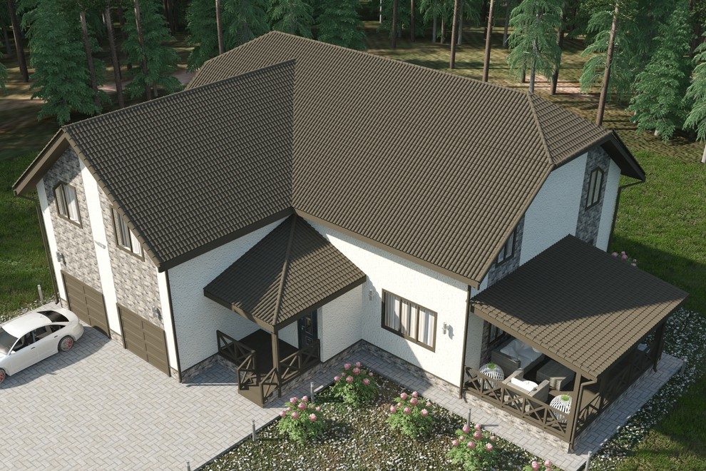 Дизайн-проект фасада каркасного коттеджа