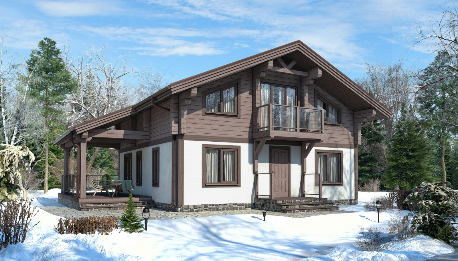 Обложка проекта: Дом из бруса- проект 58ПБ