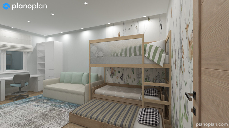 3х-комнатная квартира для семьи с 4мя детьми в скандинавском стиле