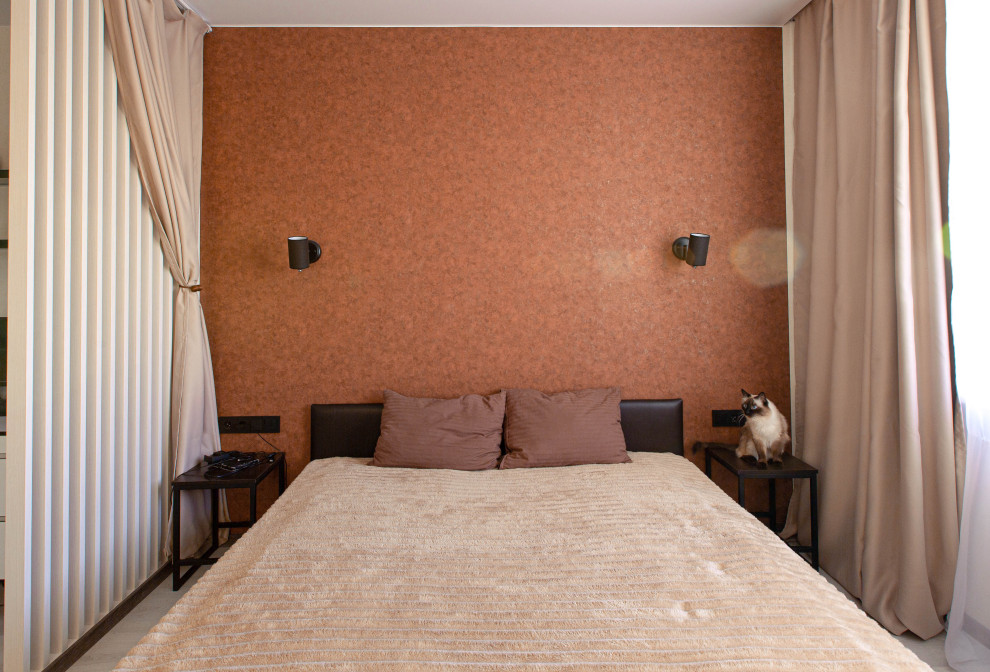 Дизайн - проект однокомнатной квартиры для молодой пары. Фотографии реализации.