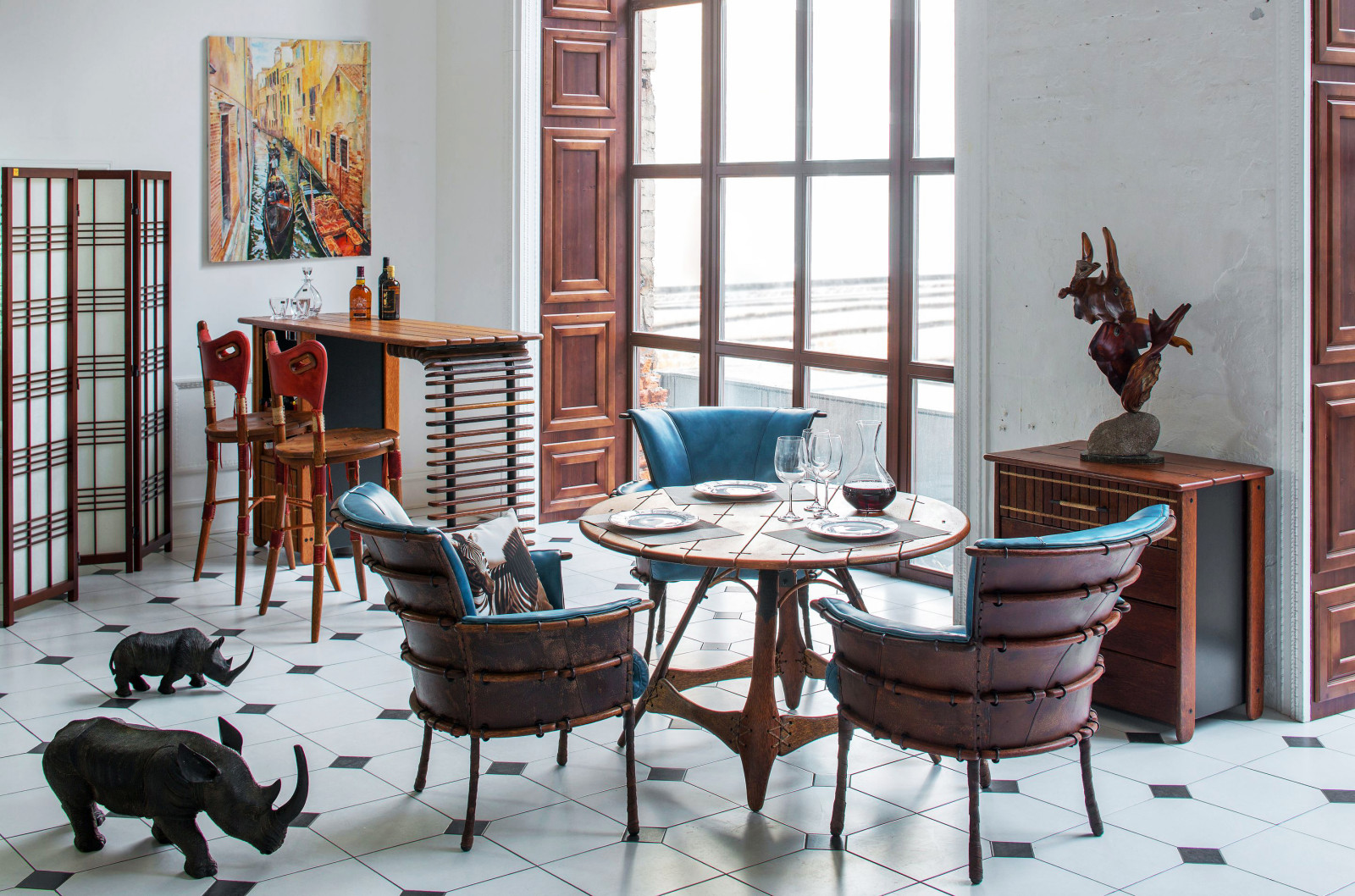 Квартира с различным сочетанием стилей.