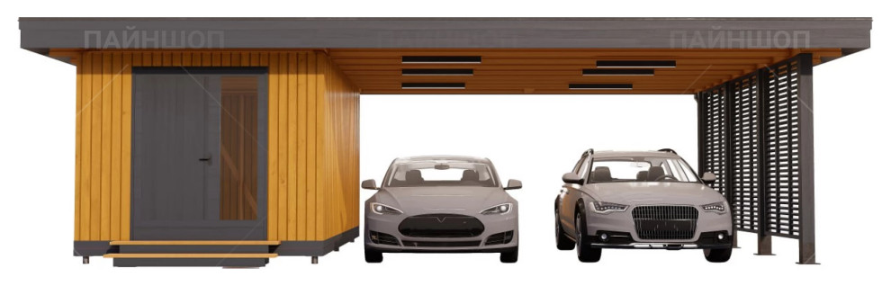 Навес для авто Гамбург с полом 6х9м