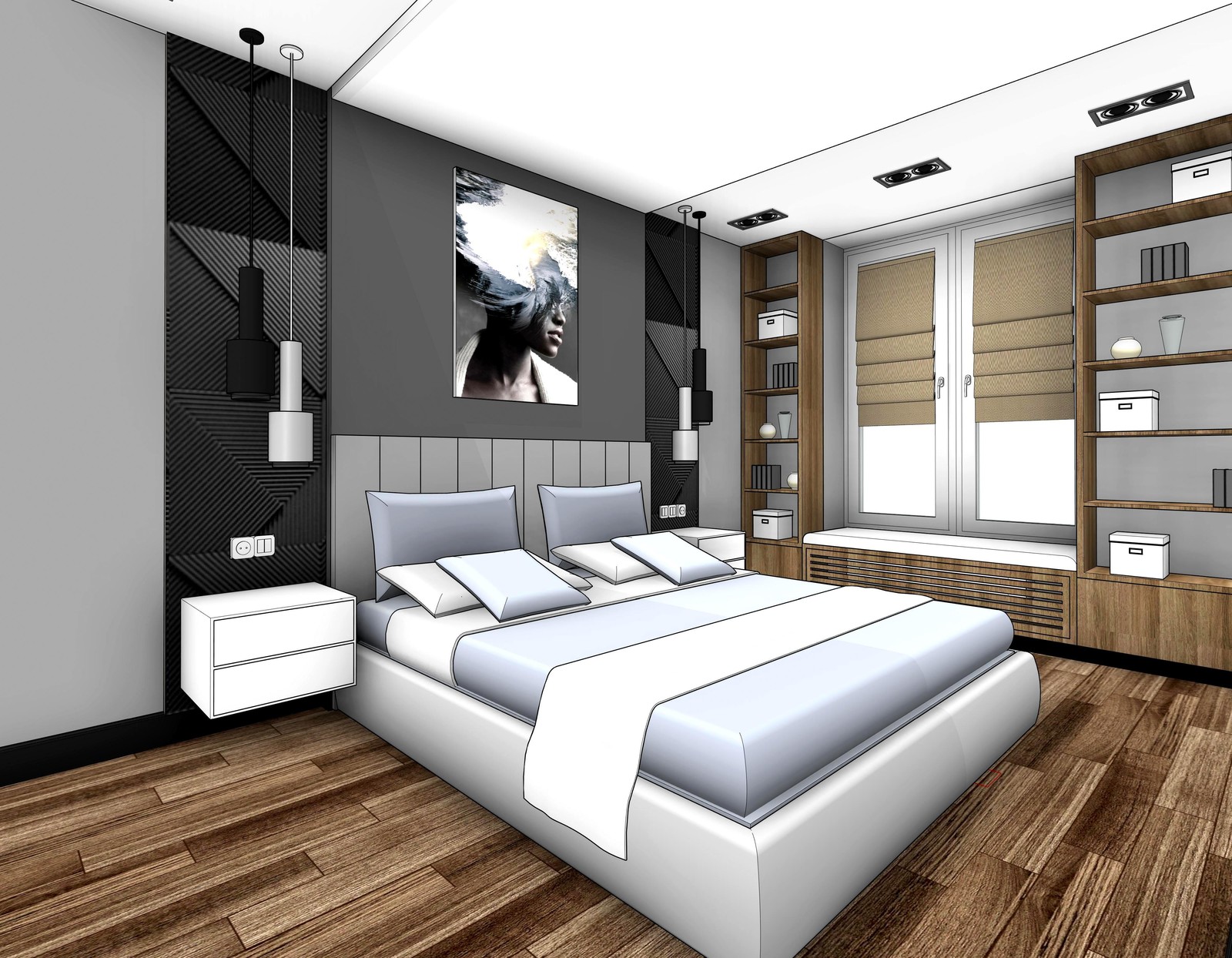 Квартира в новостройке для молодой семьи (дизайн в графике)