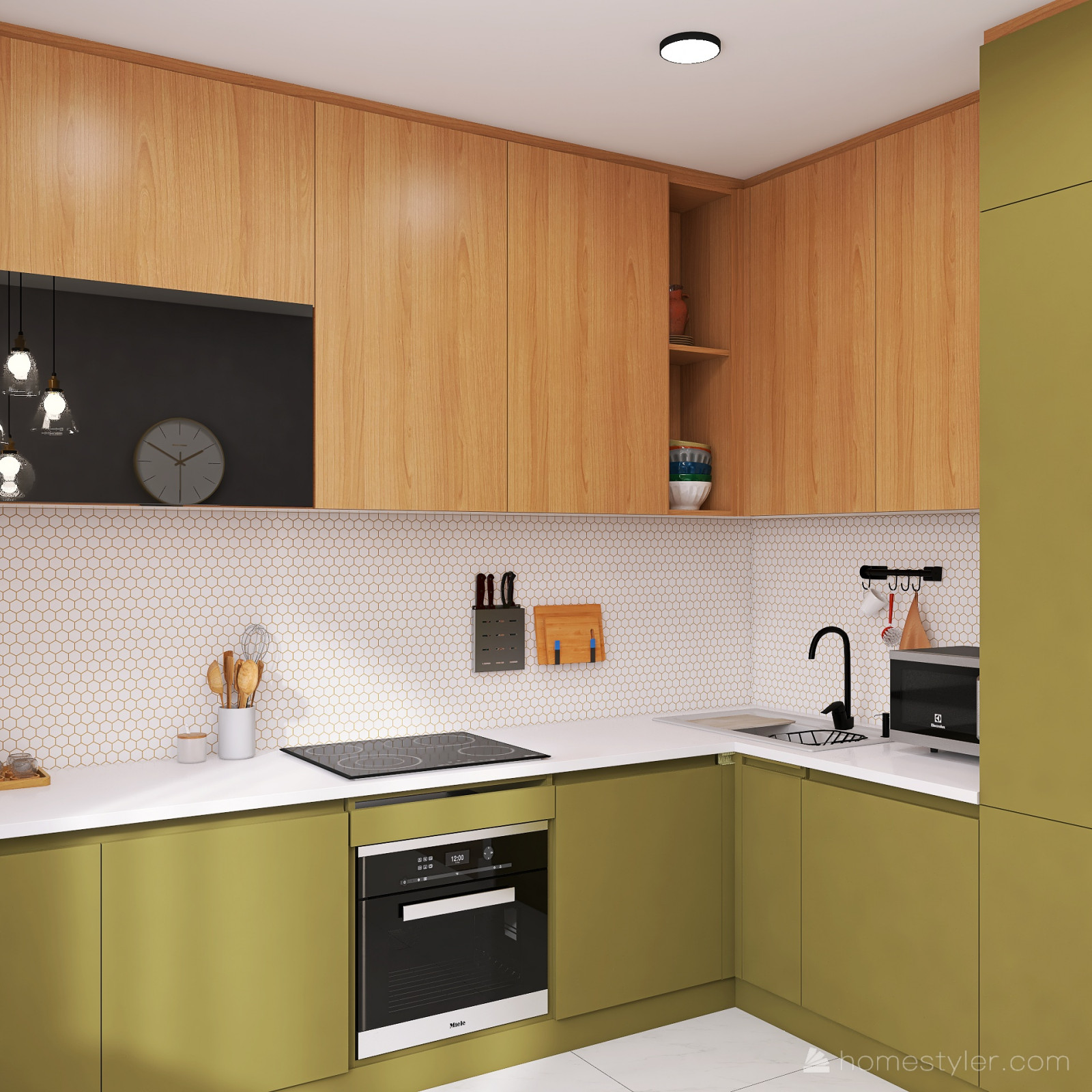 Кухонный гарнитур в трехкомнатной квартире