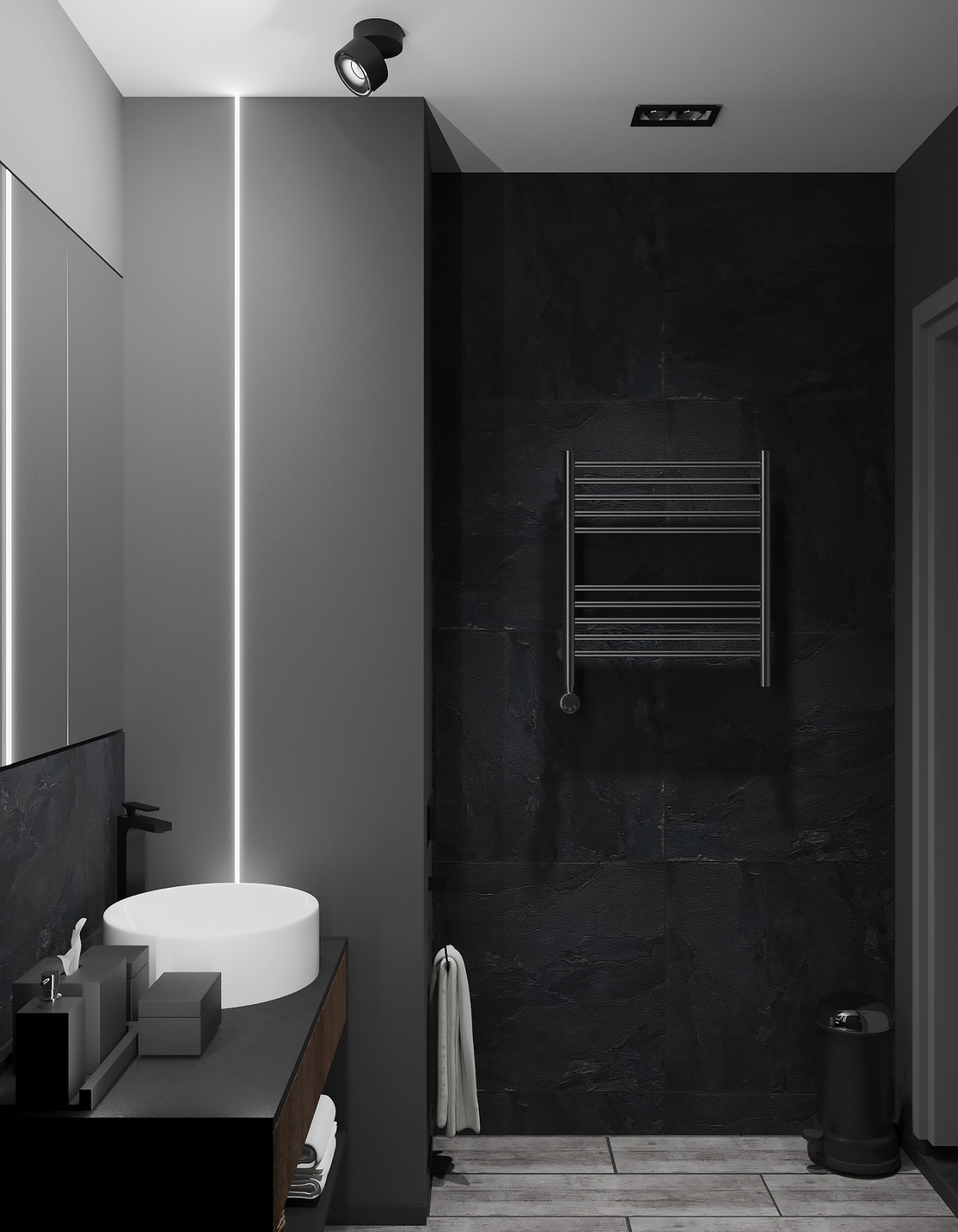 Проект с черными ванными комнатами