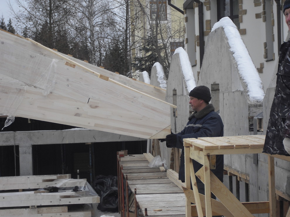 Кровля над бассейном (фермы ножницы)