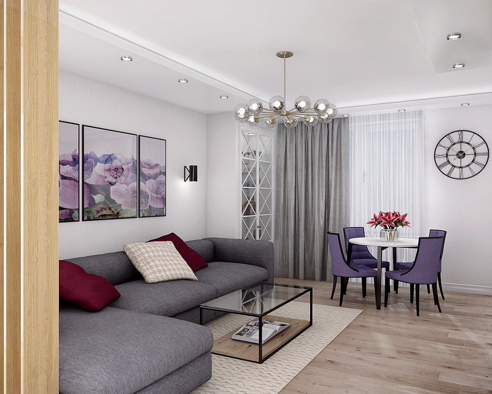 Гостиная и спальня в скандинавском стиле, ЖК "Царская столица".