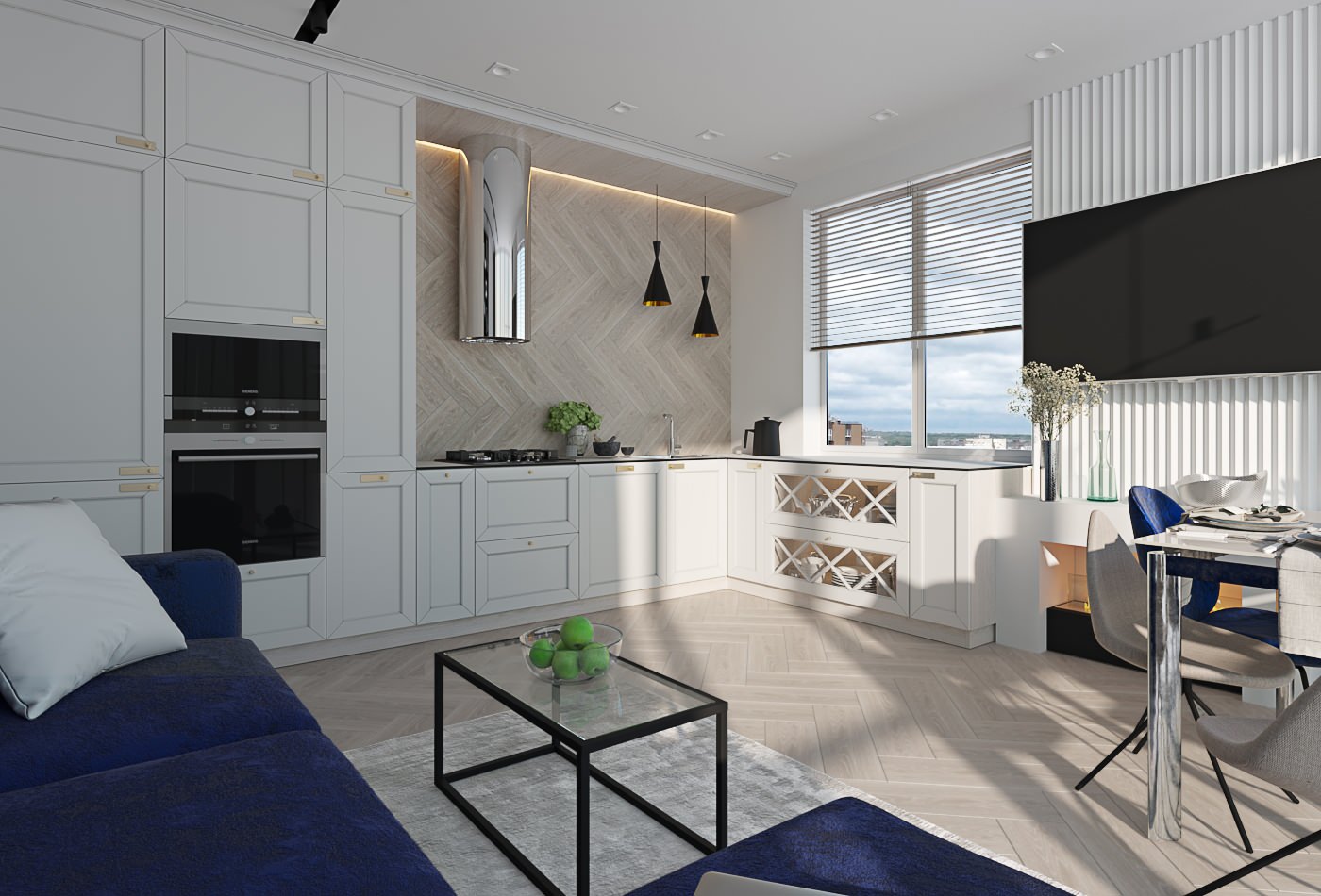 Open kitchen - living room interior design