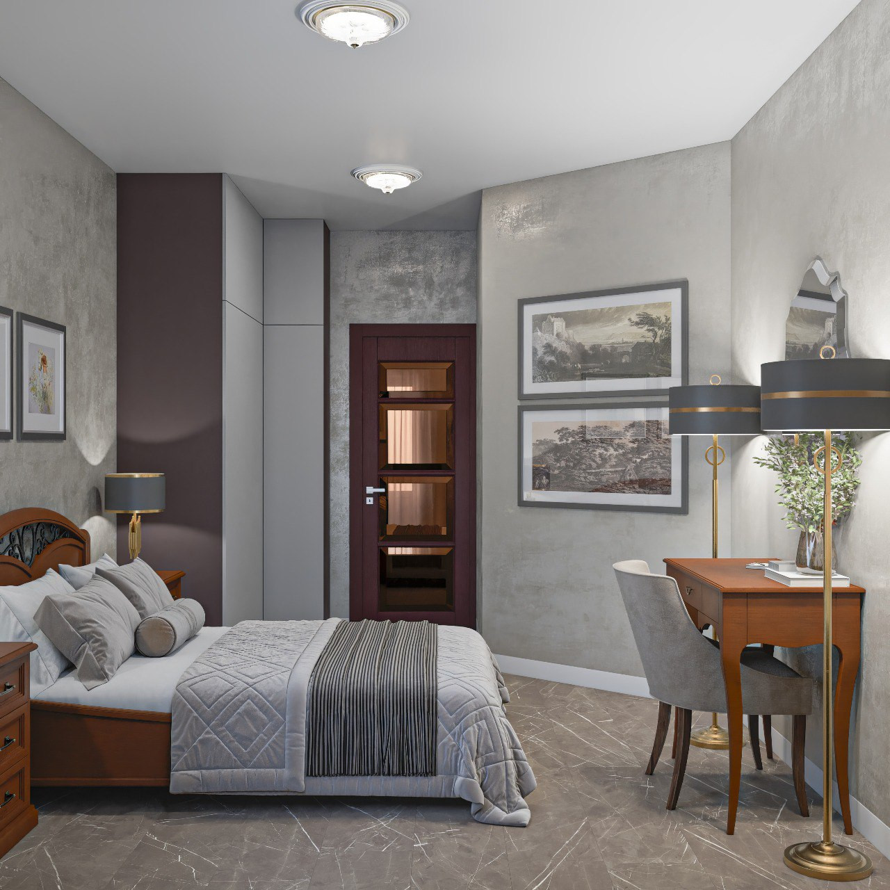 Обложка проекта: Спальня с классическими элементами