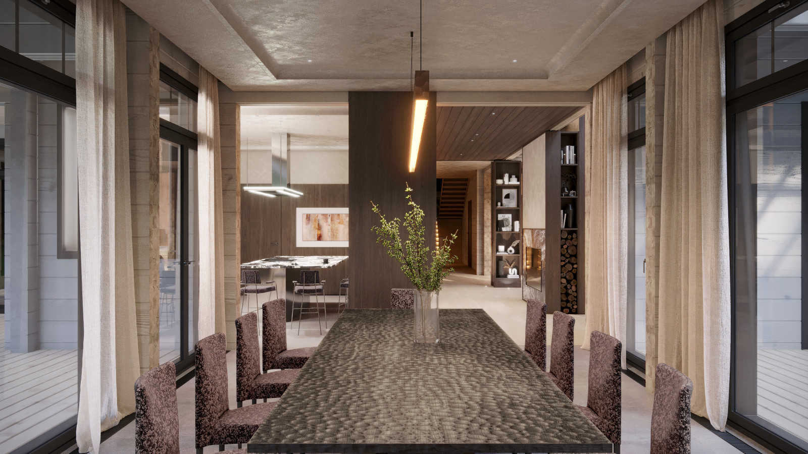 Интерьер подмосковного брусового дома компании Honka