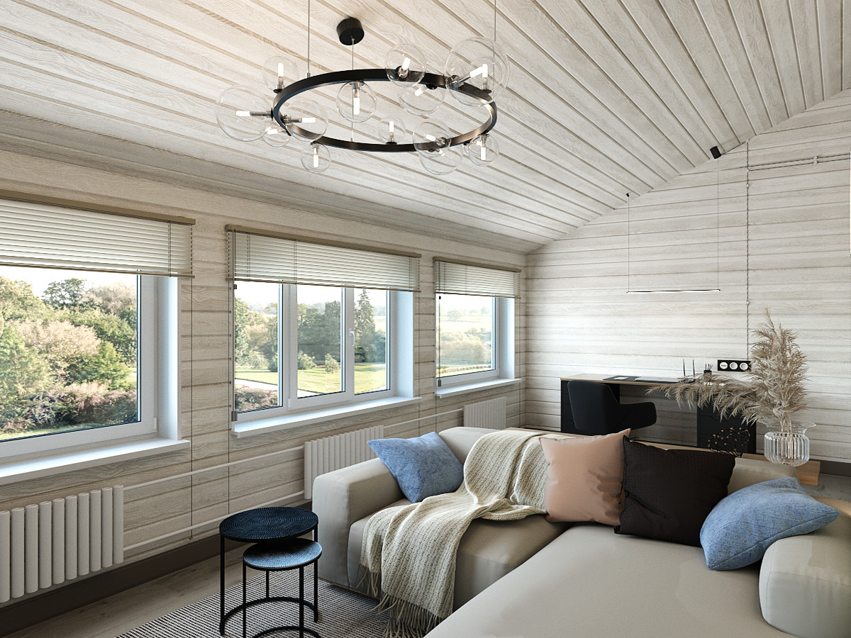 Небольшой загородный дом с мансардным этажом