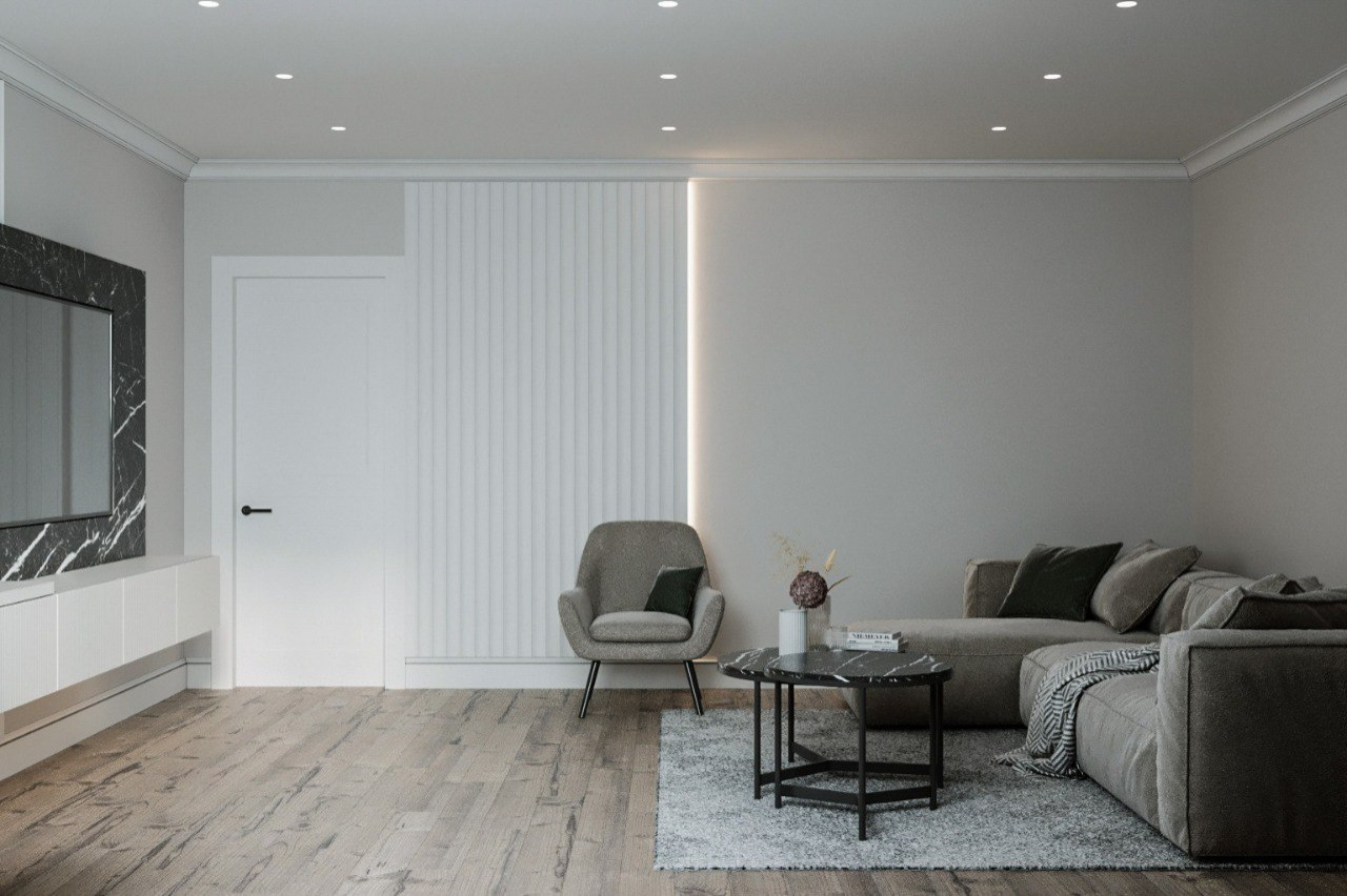 Гостиная в проекте 100 кв м в ЖК Символ.