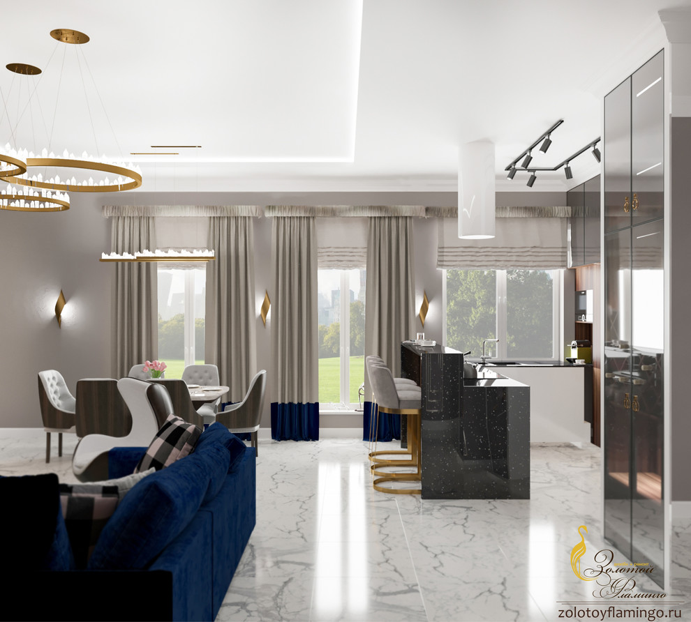 Проект гостиной в стиле Лакшери