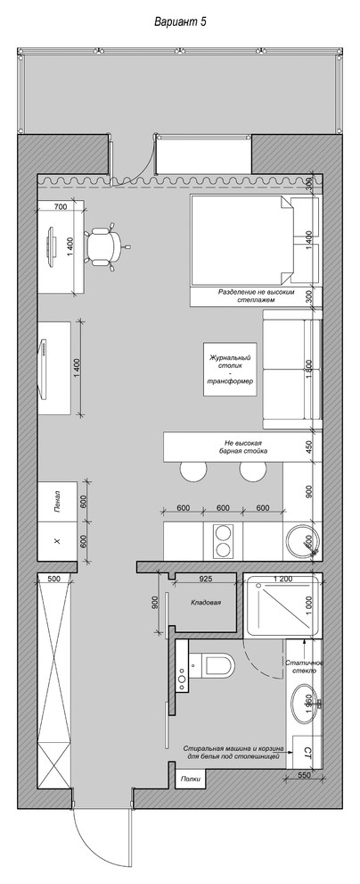 Варианты планировочного решения квартиры-студии