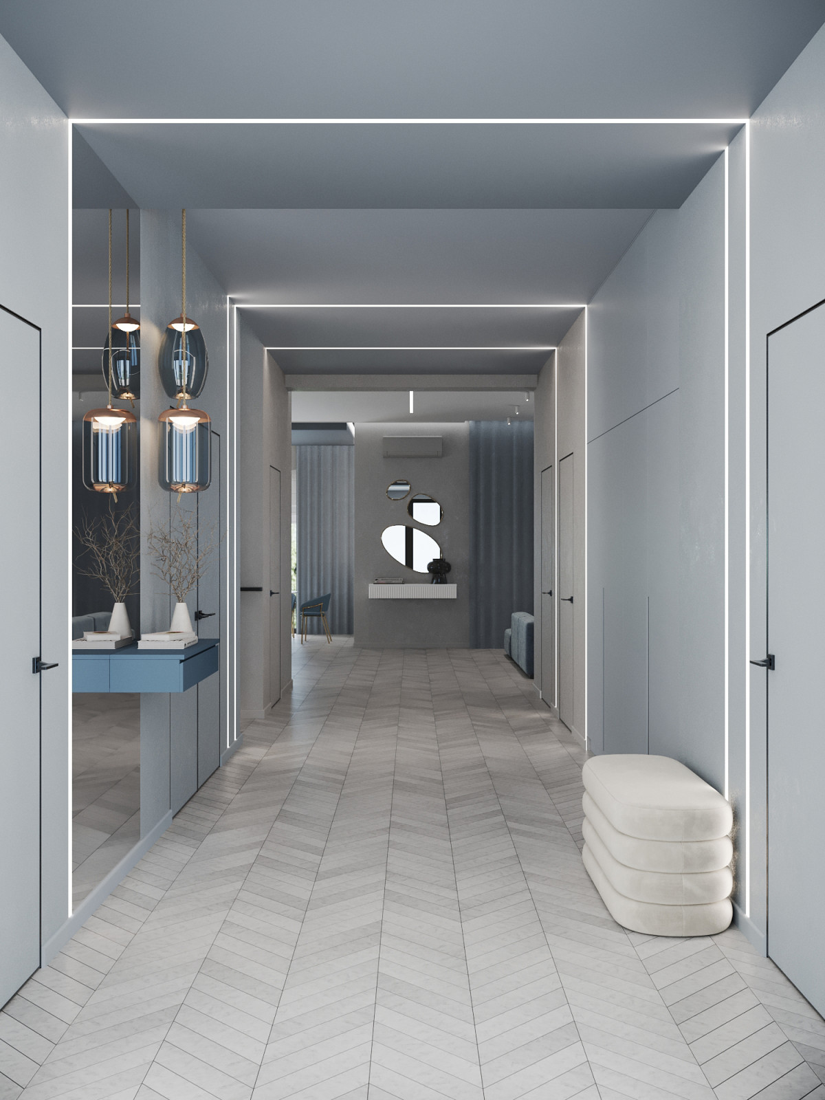 Дизайн-проект дома в голубых тонах